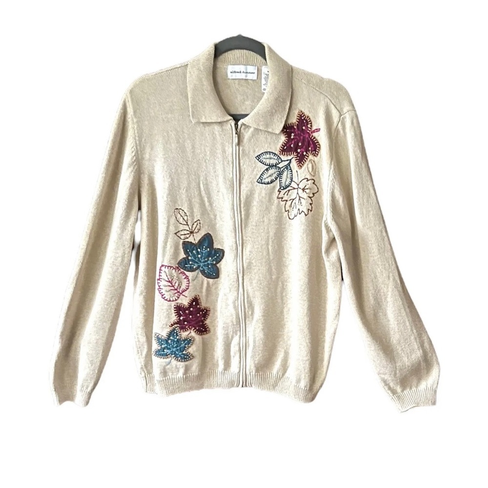 Vintage Alfred Dunner embroidered fall leaf cardigan